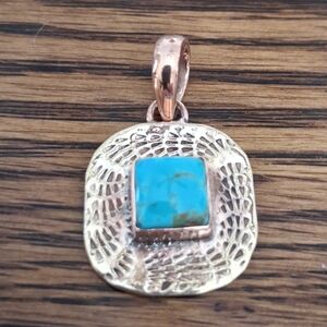Pendant Turquoise Square Natural Stone On Copper